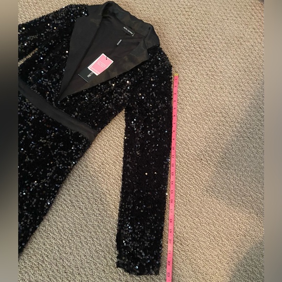 NWT PrettyLittleThing Black Sequin Plunge Front Tailored Jumpsuit US Size 6 - Picture 15 of 15